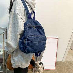 Denim Canvas Backpack Mini Solid School Bag Casual Travel
