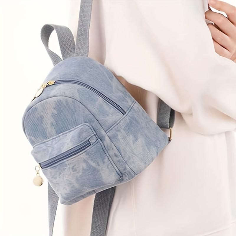 Mini Denim Backpack Canvas Durable Lightweight School Backpack