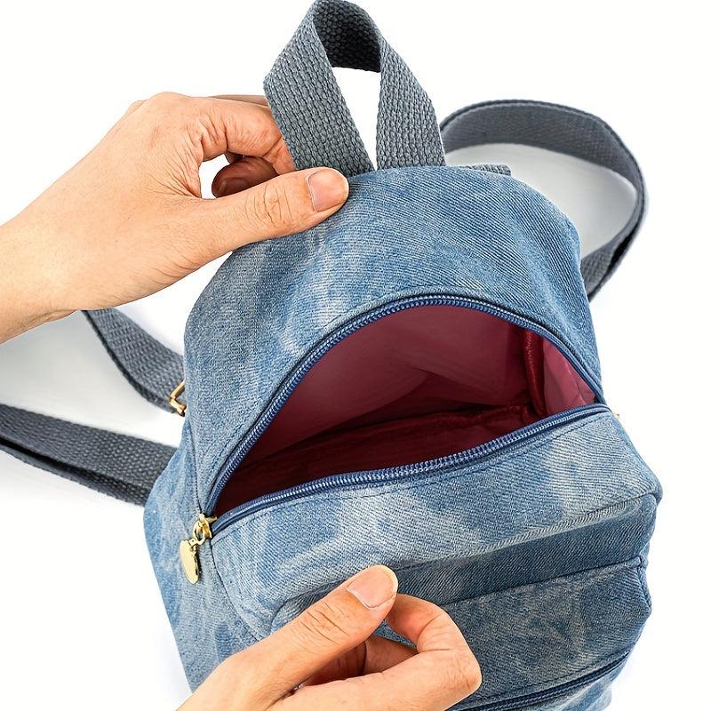 Mini Denim Backpack Canvas Durable Lightweight School Backpack