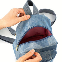 Mini Denim Backpack Canvas Durable Lightweight School Backpack