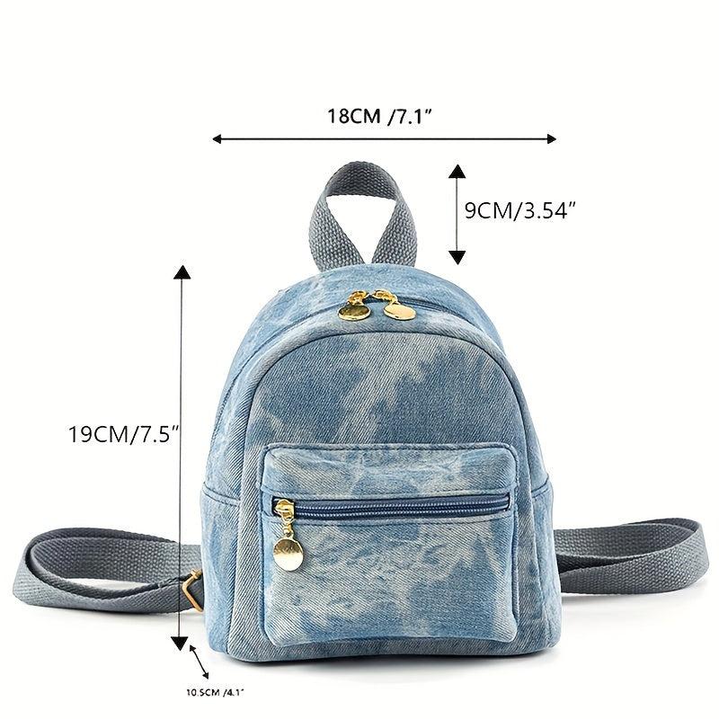 Mini Denim Backpack Canvas Durable Lightweight School Backpack