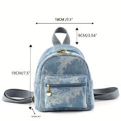 Mini Denim Backpack Canvas Durable Lightweight School Backpack