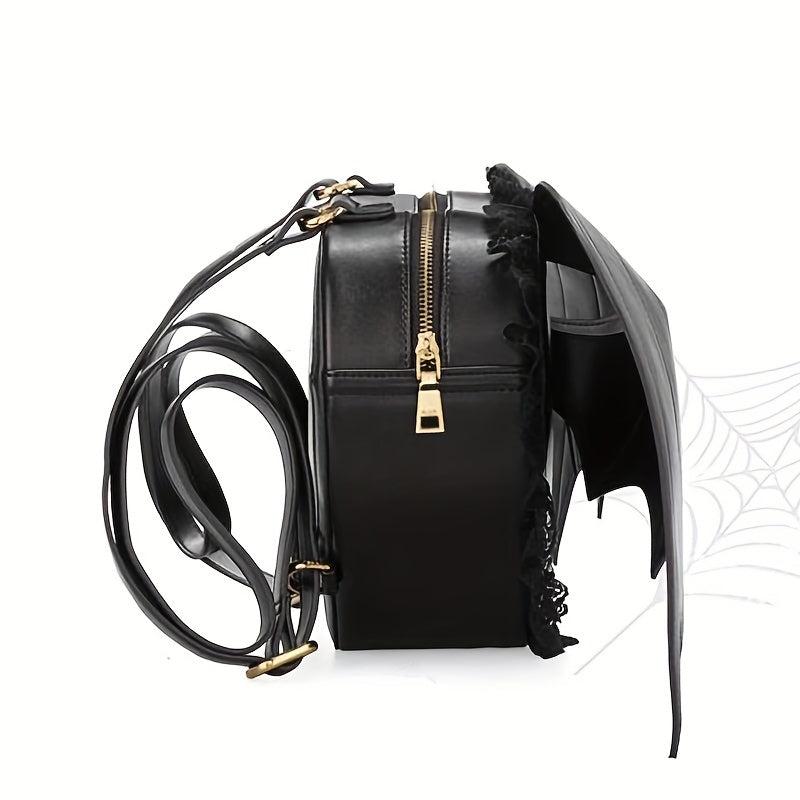 Devil Bat Shaped Backpack Halloween Lace Shoulder Bag Gothic PU Leather