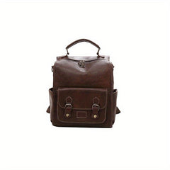PU Leather Stylish Backpack Soft Top Handle Versatile Travel Knapsack