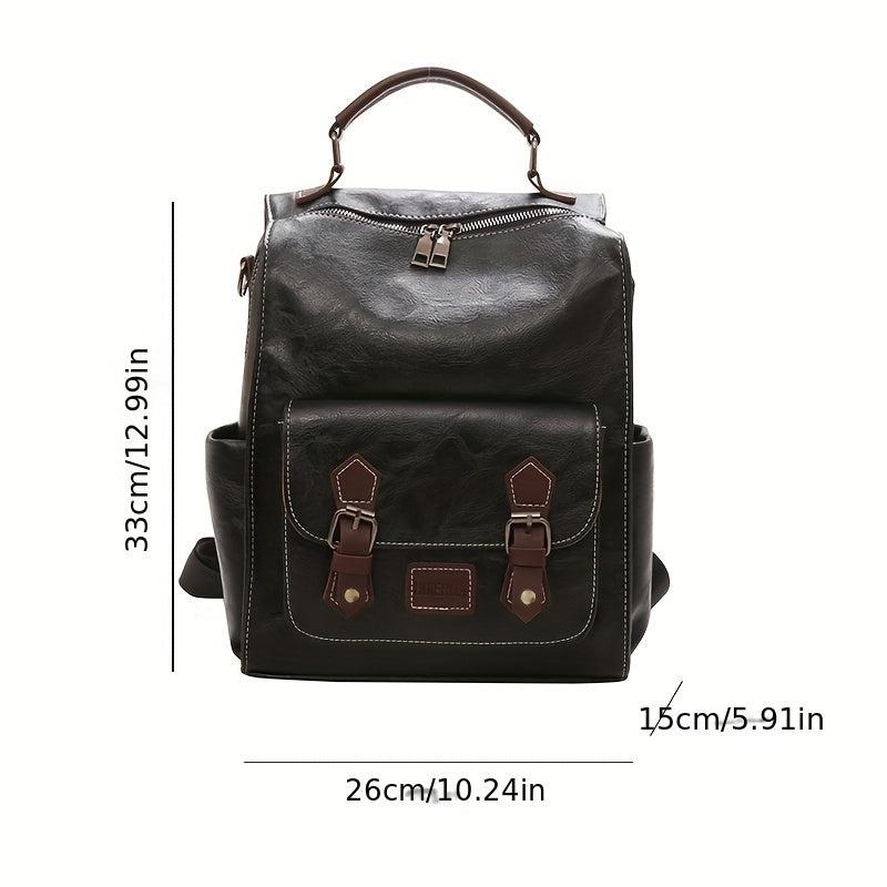 PU Leather Stylish Backpack Soft Top Handle Versatile Travel Knapsack