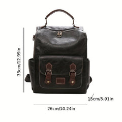PU Leather Stylish Backpack Soft Top Handle Versatile Travel Knapsack