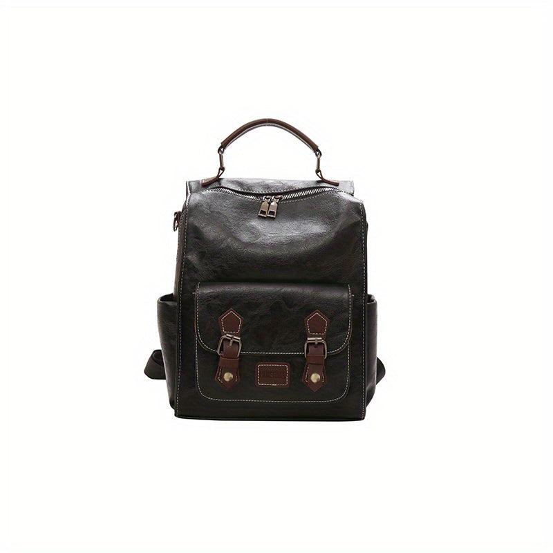 PU Leather Stylish Backpack Soft Top Handle Versatile Travel Knapsack