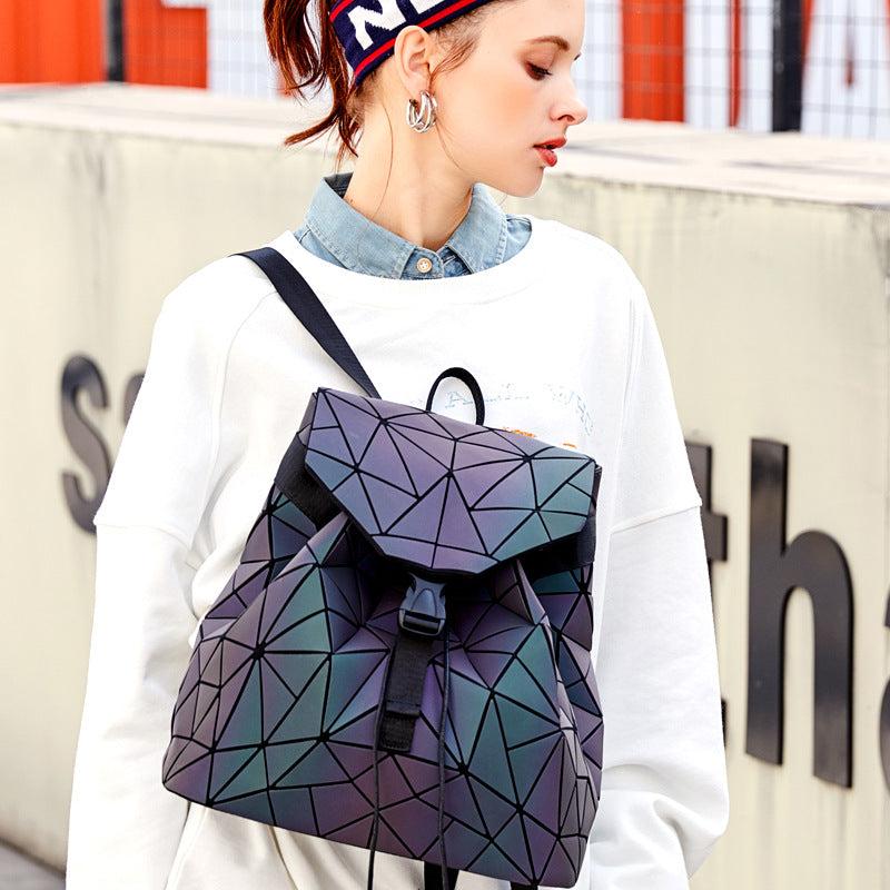 Luminous Women's Drawstring Backpack Reflective Shoulder Bag
