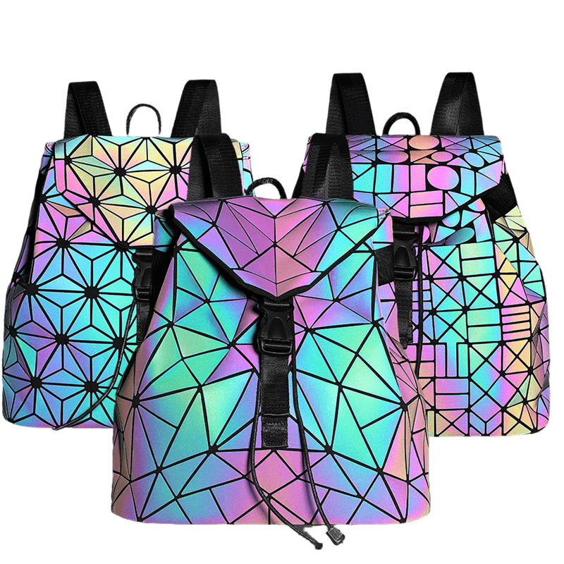 Luminous Women's Drawstring Backpack Reflective Shoulder Bag