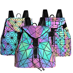 Luminous Women's Drawstring Backpack Reflective Shoulder Bag