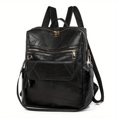 Tassel Decor PU Leather Backpack Large Capacity Waterproof School Bag