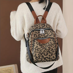 Casual Leopard Pattern Backpack Large Capacity Travel Daypack