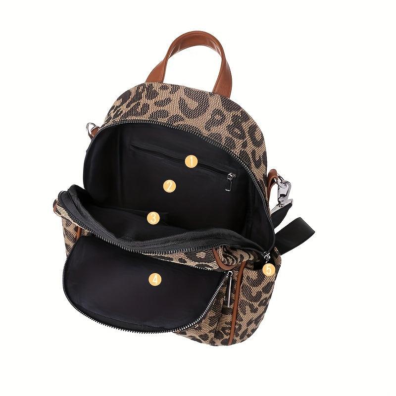 Casual Leopard Pattern Backpack Large Capacity Travel Daypack