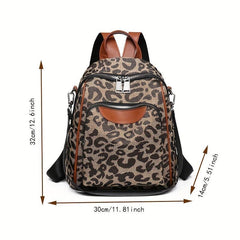 Casual Leopard Pattern Backpack Large Capacity Travel Daypack