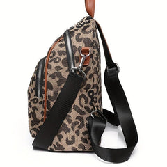 Casual Leopard Pattern Backpack Large Capacity Travel Daypack