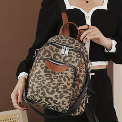 Casual Leopard Pattern Backpack Large Capacity Travel Daypack