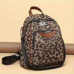 Casual Leopard Pattern Backpack Large Capacity Travel Daypack
