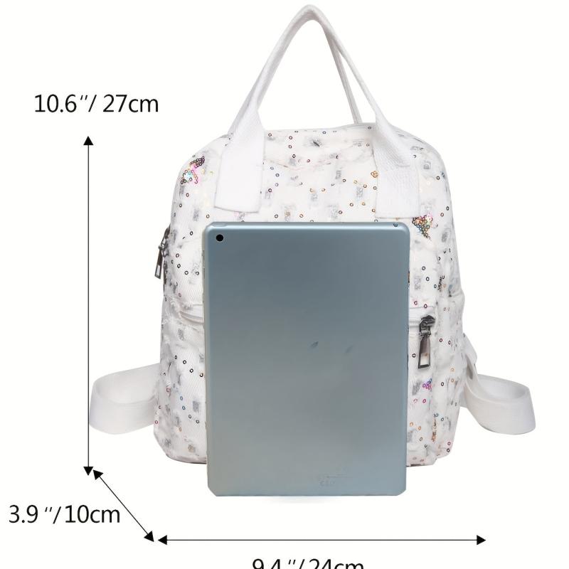 Sequin Decor Mini Canvas Backpack: Versatile Handbag & Purse 23x9x26