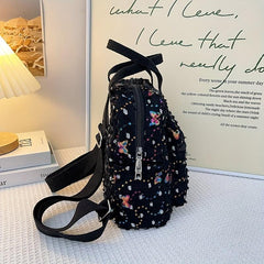 Sequin Decor Mini Canvas Backpack: Versatile Handbag & Purse 23x9x26