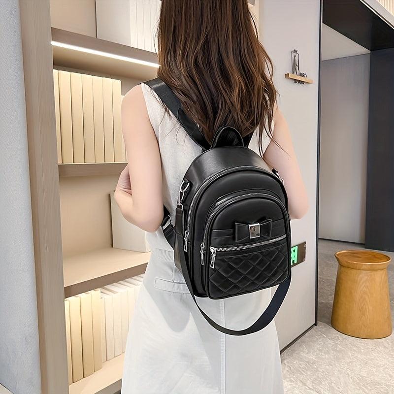 Bowknot Mini Backpack PU Leather Convertible Shoulder Bag Purse