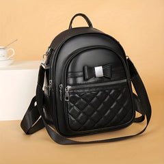 Bowknot Mini Backpack PU Leather Convertible Shoulder Bag Purse
