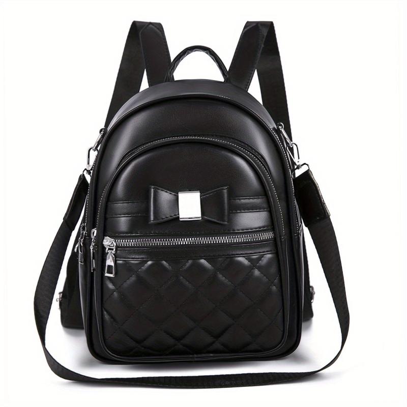 Bowknot Mini Backpack PU Leather Convertible Shoulder Bag Purse