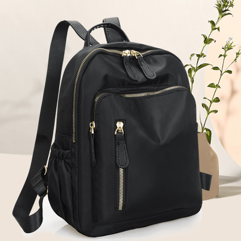 Casual Minimalist Zipper Backpack Solid Storage Bag Travel Versatile Bag