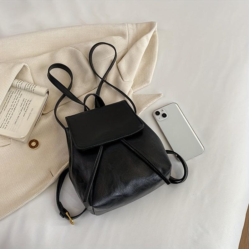 Minimalist Solid Backpack Drawstring Rucksack Women's Bag