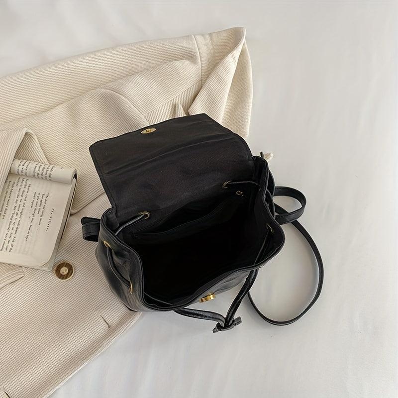 Minimalist Solid Backpack Drawstring Rucksack Women's Bag