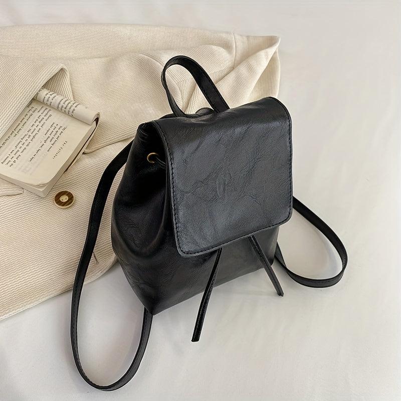 Minimalist Solid Backpack Drawstring Rucksack Women's Bag