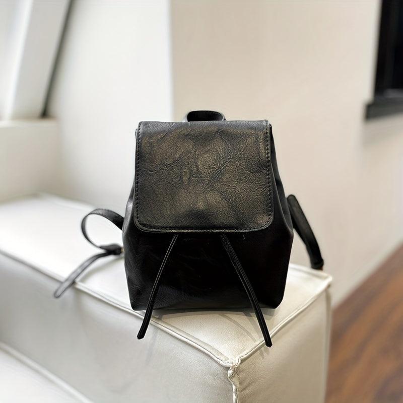 Minimalist Solid Backpack Drawstring Rucksack Women's Bag