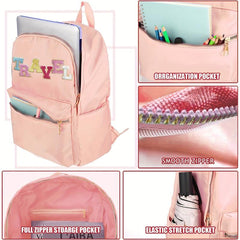 Chenille Letter Travel Backpack For Girls Women School Bag