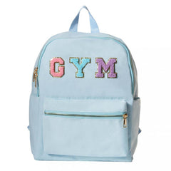 Chenille Letter Travel Backpack For Girls Women School Bag