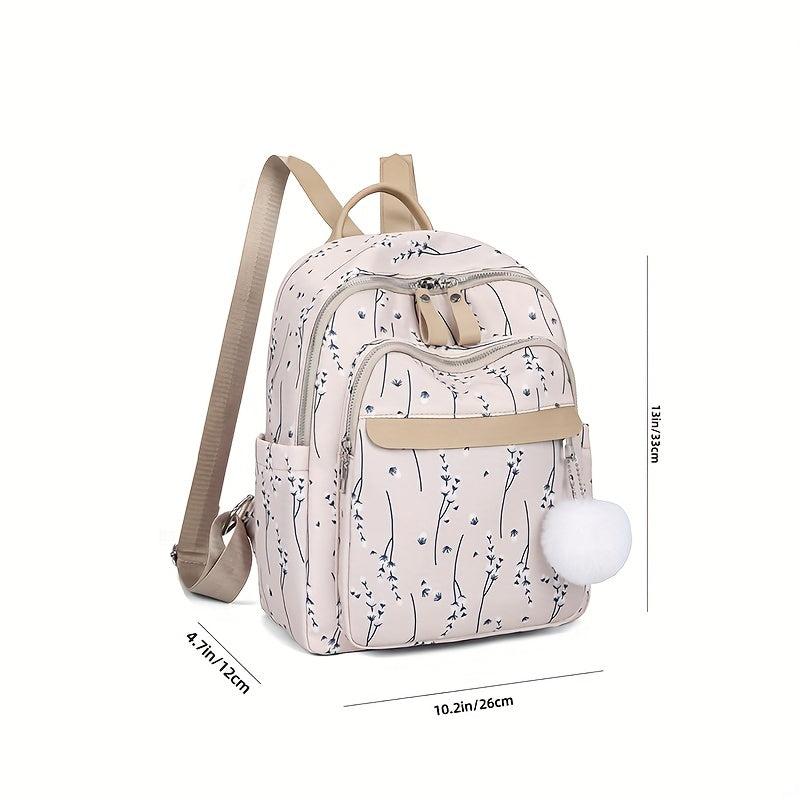 Flower Print Backpack For Women Small Travel School Bag Casual Bookbag