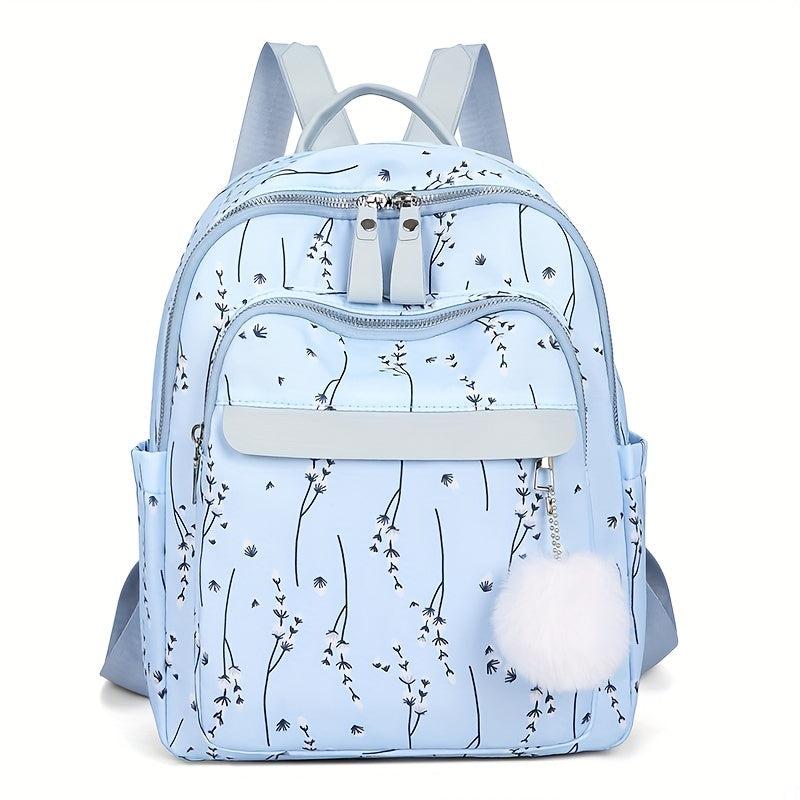 Flower Print Backpack For Women Small Travel School Bag Casual Bookbag
