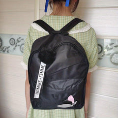 Leaf Decor Backpack Canvas School Bag Travel Book Bag