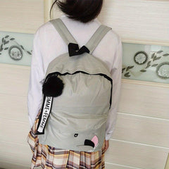 Leaf Decor Backpack Canvas School Bag Travel Book Bag
