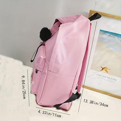 Leaf Decor Backpack Canvas School Bag Travel Book Bag