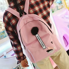 Leaf Decor Backpack Canvas School Bag Travel Book Bag