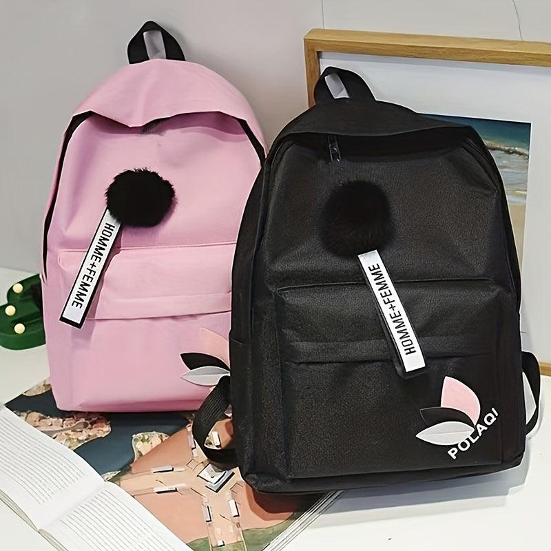 Leaf Decor Backpack Canvas School Bag Travel Book Bag