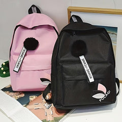 Leaf Decor Backpack Canvas School Bag Travel Book Bag
