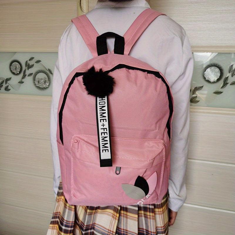 Leaf Decor Backpack Canvas School Bag Travel Book Bag