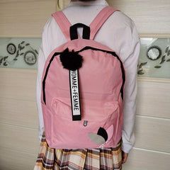 Leaf Decor Backpack Canvas School Bag Travel Book Bag