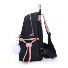 Casual Contrast Backpack with Pompom Ball for Travel & Work