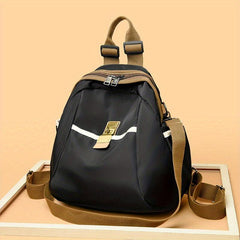 Vintage Letter Print Backpack Purse For Women Preppy Contrast Shoulder Bag