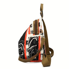 Vintage Letter Print Backpack Purse For Women Preppy Contrast Shoulder Bag