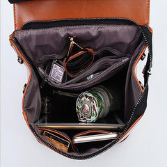 Vintage Rucksack Women's Travel Daypack Solid Storage Backpack