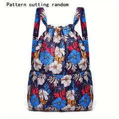 Flower Print Backpack Drawstring Sports Bag for Travel