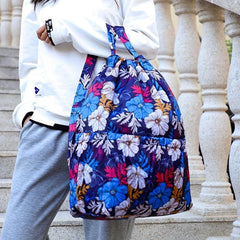 Flower Print Backpack Drawstring Sports Bag for Travel