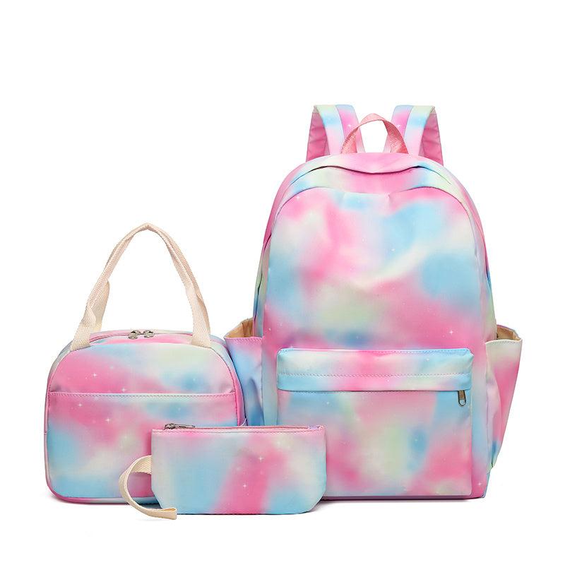 3pcs Tie Dye Women's Backpack Set for Casual Travel